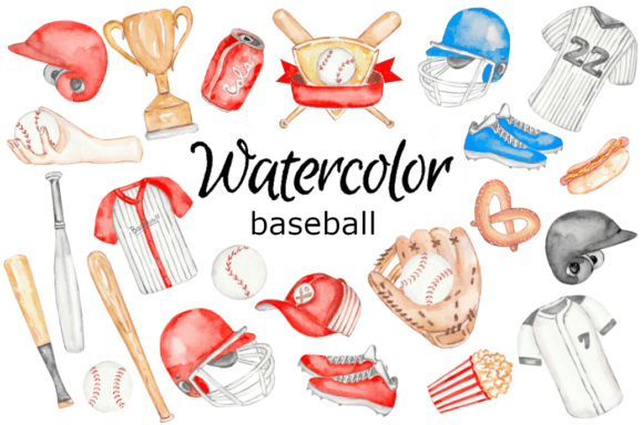 Baseball Watercolor Clipart