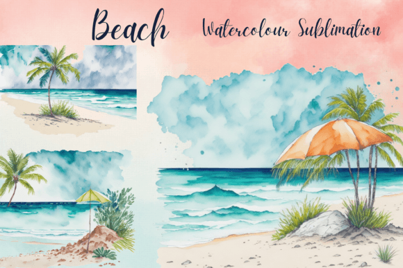Beach Watercolor Sublimation Clipart: A Visual Designer’s Take for Bloggers & Publishers
