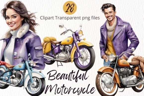 Beautiful Motorcycle Watercolor Clipart for Branding and Creative Projects