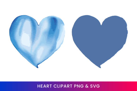 Blue Watercolor Heart Clipart 17 for Illustrations & Digital Product Sellers