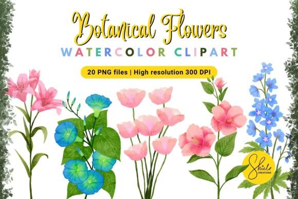 Botanical Flowers Watercolor Clipart – A Versatile Design Asset for Crafters & Handmade Sellers