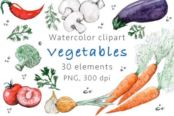 Handcrafted Charm: Vegetables Watercolor Clipart, Illustrations for Real Design Projects
