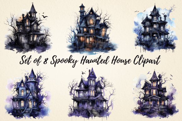 Spooky Haunted House Watercolor Clipart Review