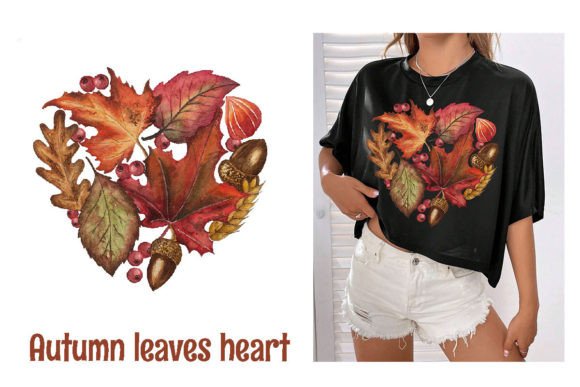 Watercolor Autumn Leaves Heart Illustrations Review