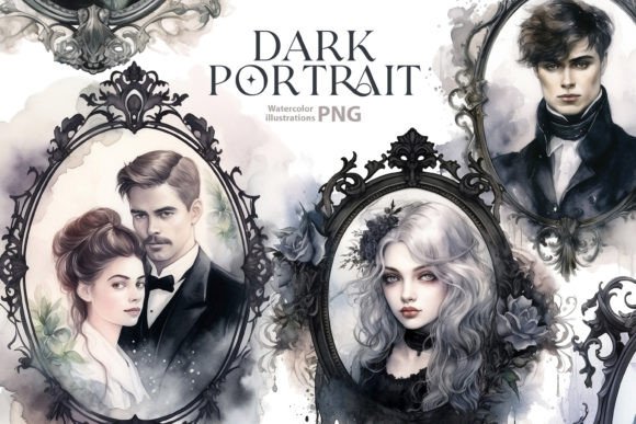 Watercolor Dark Victorian Portraits: Illustrations That Elevate Editorial Elegance