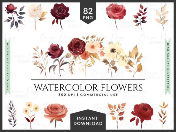 Watercolor Flower Clipart Bundle: Illustrations for Branding
