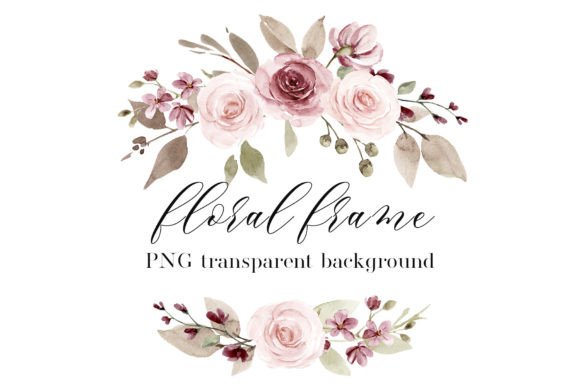 Watercolor Flower Frame Border PNG for Illustrations