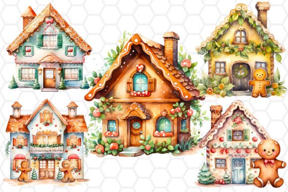 Watercolor Gingerbread House Illustrations for Branding