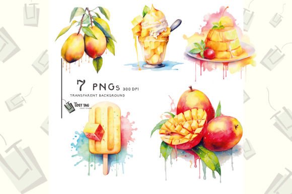 Watercolor Mango Clipart for Real Embroidery Use