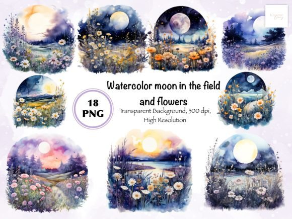 Watercolor Moon Illustration for Soft, Organic Design Projects