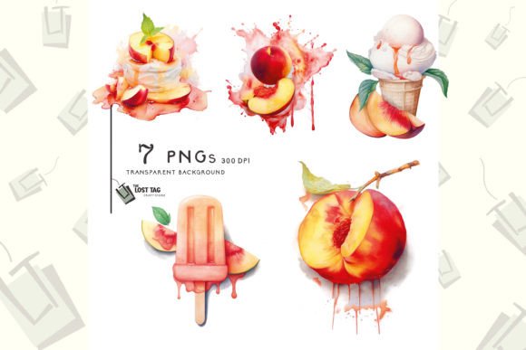 Watercolor Peaches Clipart Sublimation