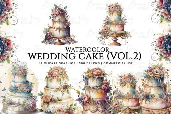 Watercolor Wedding Cake Illustrations Capture Romantic Charm