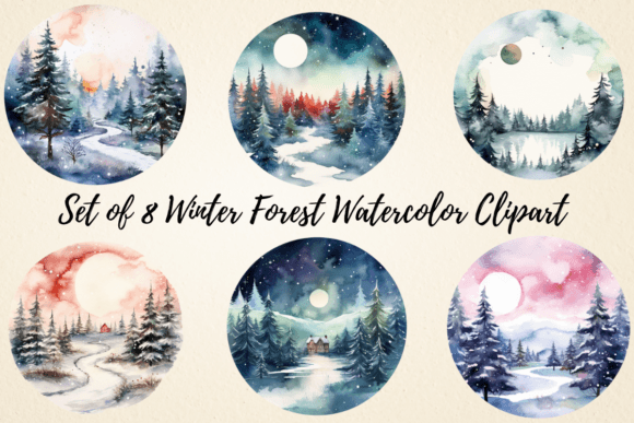 Winter Forest Watercolor Clipart: Illustrations Review