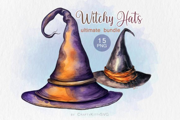 Witch Hat Watercolor Clipart for Creative Sellers and Illustrations