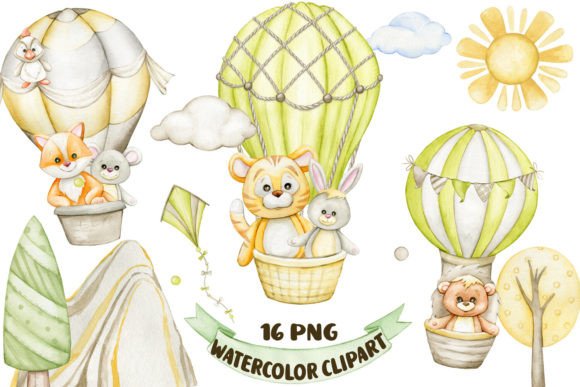 Woodland Animals Watercolor Clipart PNG Illustrations